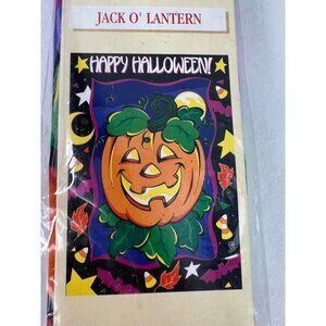 VTG 90s Jack O Lantern Decorative Halloween Flag 28" X 40" Indoor & Outdoor Use